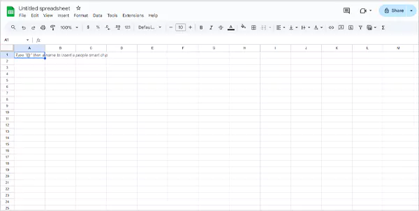 New Google worksheet