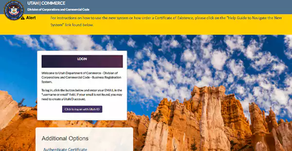 Visit the official website of Utah Business Entity Search